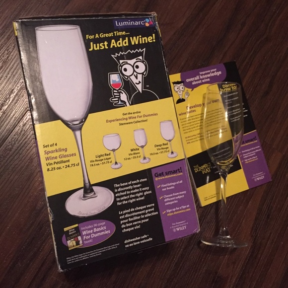 LUMINARC Wine for Dummies Gift Set 4 Wine Glasses + Basics Book Party - Picture 2 of 6